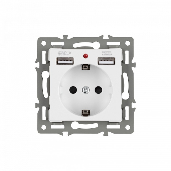 Розетка с заземлением и 2хUSB type A, без рамки Arlight SCT 043733