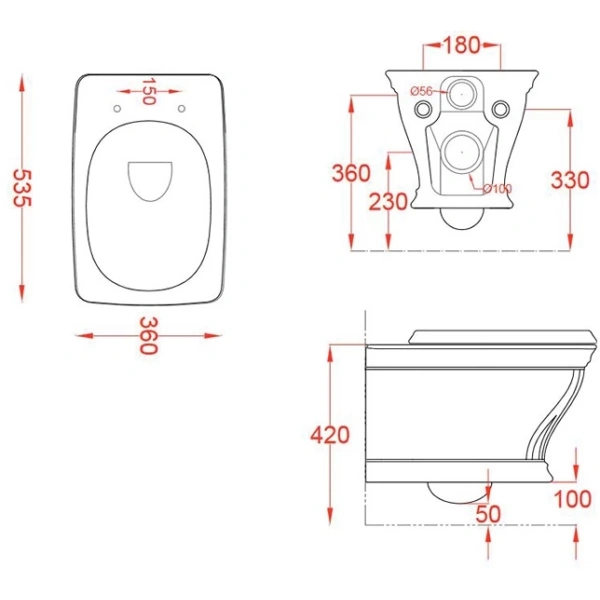 Унитаз подвесной Artceram Civitas CIV001 34 00 grigio acquarello серый