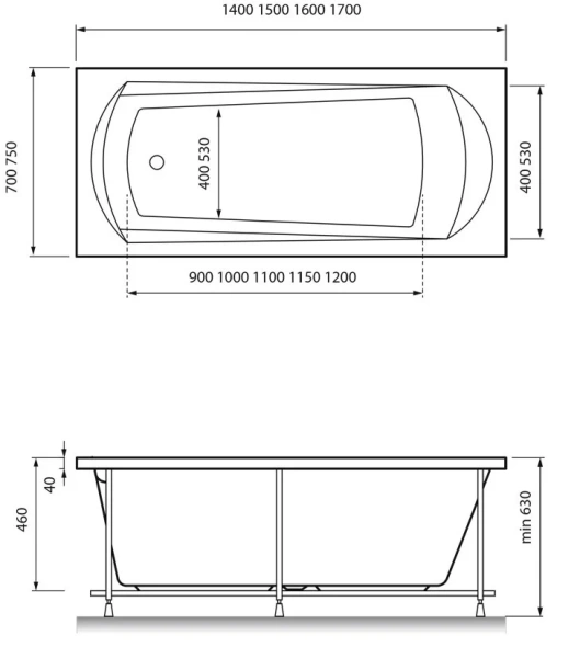 Акриловая ванна Relisan Tamiza 150х70 Гл000013921 белый