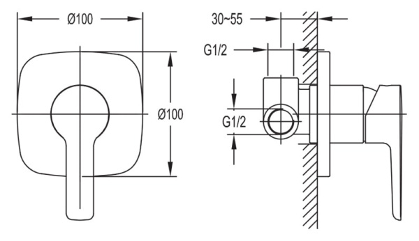 Смеситель для душа Cezares Tesoro TESORO-DIM-01 (TESORO-F-DIM-01)