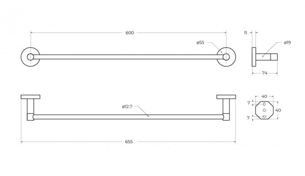 Полотенцедержатель 65,5 см Cezares Relax RELAX-TH-65-01 хром