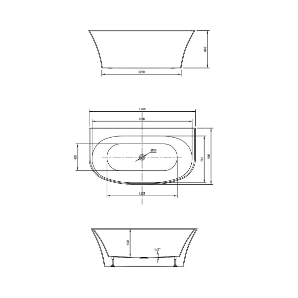 Акриловая ванна Vincea 170x80 VBT-425-1700