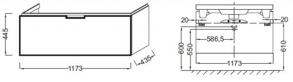 Тумба под раковину 115 см Jacob Delafon Reve EB1133-442 серый антрацит лак