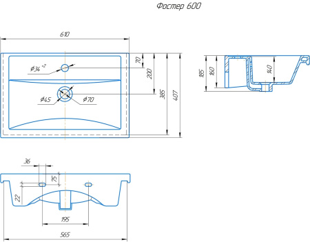 Раковина Aqwella от Kirovit Фостер 600 FST60SLWB01