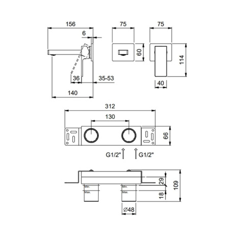 Смеситель для раковины Fantini Mint 34 13 F809B черный