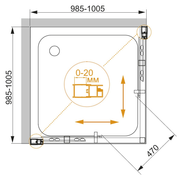 Душевой уголок Cezares Momento MOMENTO-A-2-100-C-Cr
