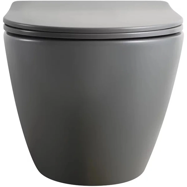 Унитаз подвесной Veconi Ento VEN-52TGR безободковый, торнадо, с сиденьем микролифт, серый матовый