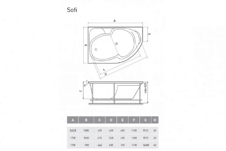Акриловая ванна Relisan Sofi 170х90 Гл000026214 белый