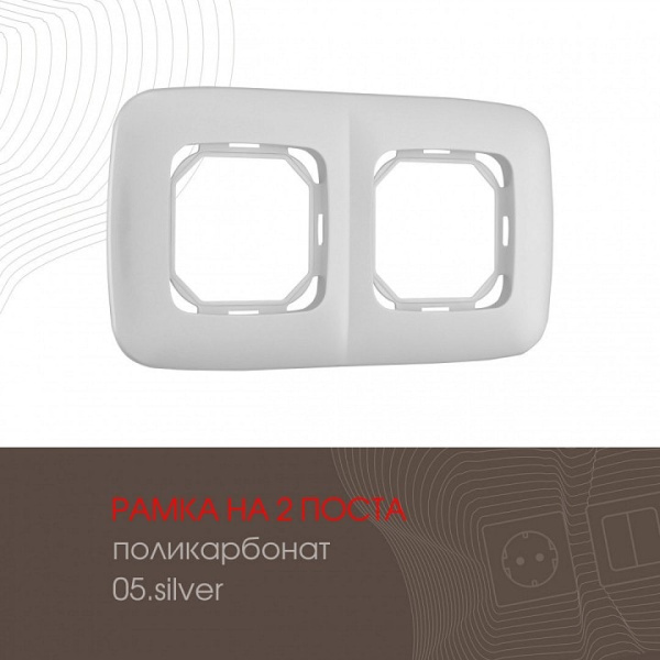 Рамка на 2 поста Arte Milano am-505.05 505.05-2.silver
