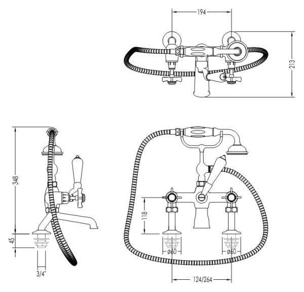 Смеситель для ванны Devon&Devon Coventry MARF20/B