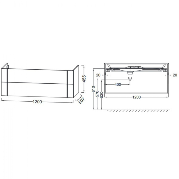 Тумба под раковину 120см Jacob Delafon Nouvelle Vague EB3036-E16 ореховое дерево