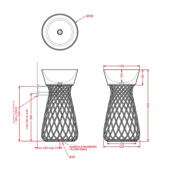 Раковина Artceram Wire WIL001 03 00