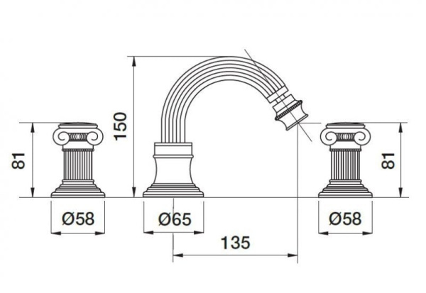 Смеситель для биде Cezares Olimp OLIMP-BBS2-03/24-Sw