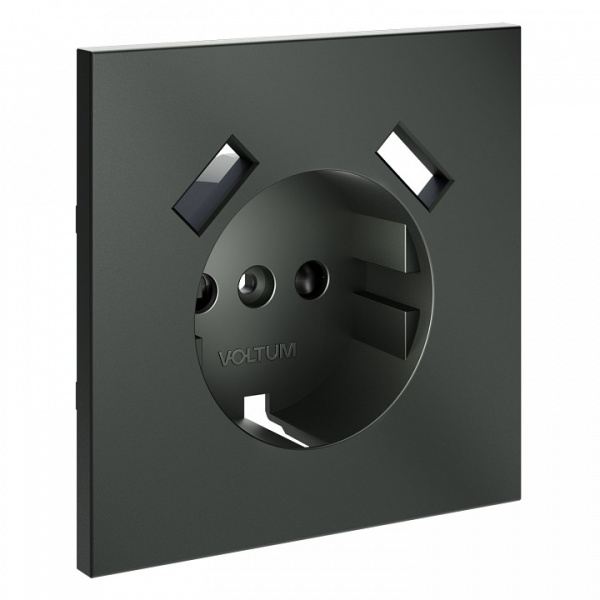Накладка для розетки с заземлением и со шторками и 2хUSB type A Voltum S70 VLS000906