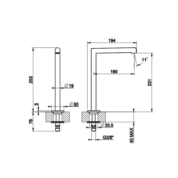 Излив для раковины Gessi Ingranaggio 63323#031