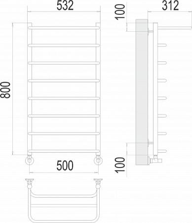 Полотенцесушитель водяной Terminus Полка П8 500х800 4670078530295