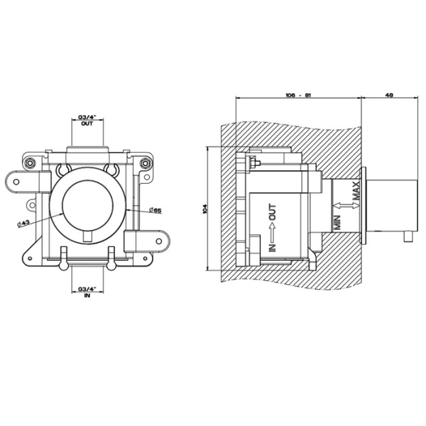 Смеситель для душа Gessi 316 54564#707 черный матовый