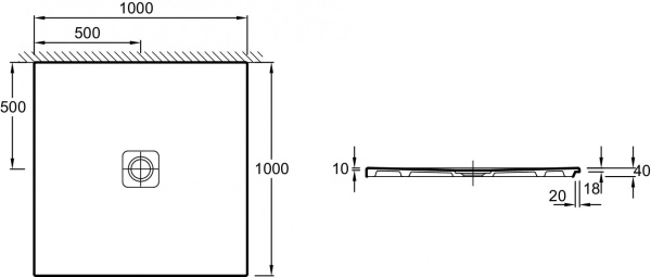 Душевой поддон 100x100 Jacob Delafon Replay N141K-220 слив 90 мм белый