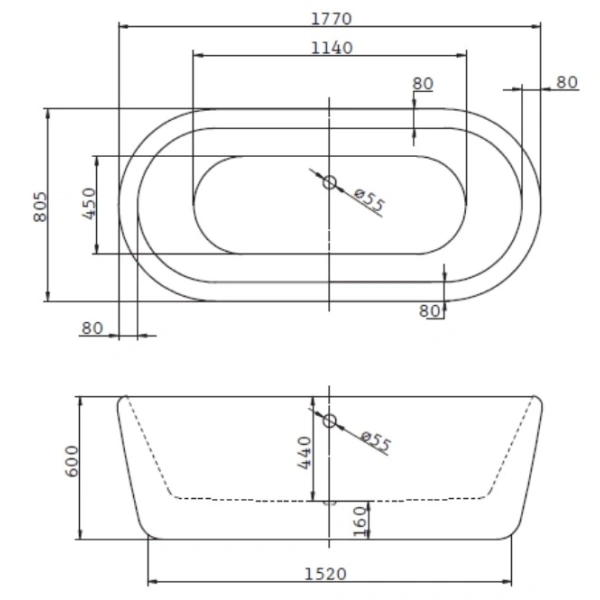 Акриловая ванна BelBagno BB29 177x80,5 см, отдельностоящая, белый