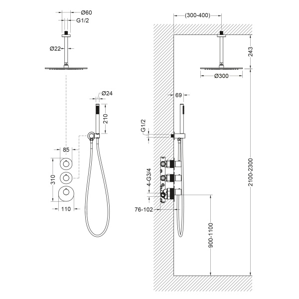Душевой гарнитур Timo Saona SX-2399/00SM