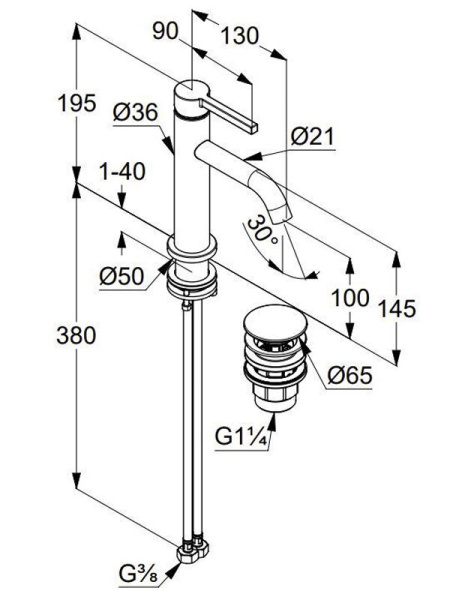 Смеситель для раковины Kludi Nova Fonte Pura 202885315 белый матовый
