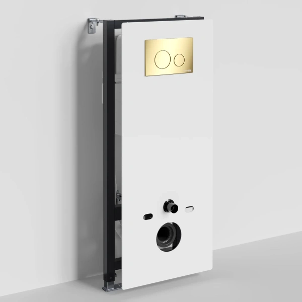 Инсталляция для унитаза WasserKRAFT Abens 20 20TLT.010.ME.WH.PG02 с кнопкой смыва, золотой