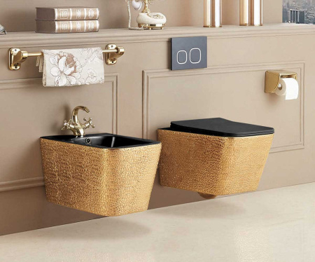 Подвесное биде Vincea Q-Line VB1-12G1B золото/черный