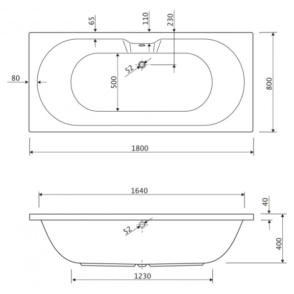 Акриловая ванна 180x80 см Cezares Calisto CALISTO-180-80-49