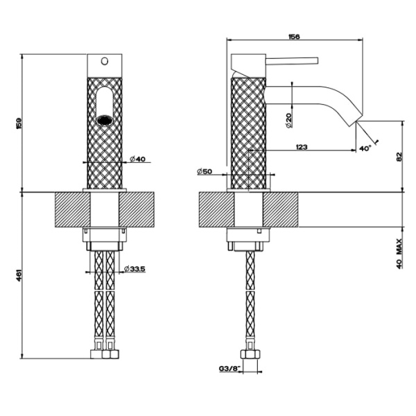 Смеситель для раковины Gessi 316 54102#707 черный матовый
