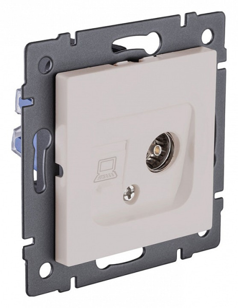 ТВ-розетка и розетка Ethernet RJ-45 без рамки Kollinger  REA-021CM