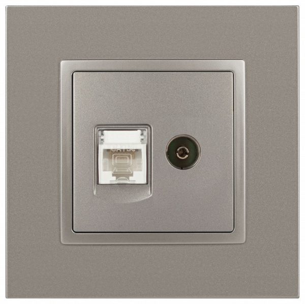 ТВ-розетка и розетка Ethernet RJ-45 без рамки Эра Эра Elegance 14-3110-16