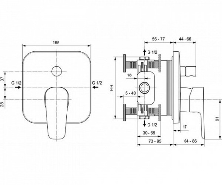 Смеситель для ванны Ideal Standard Ceraplan III A6115AA встраиваемый
