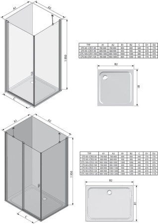 Душевая стенка Ravak Chrome 90 9QV70C00Z1 хром+Transparent
