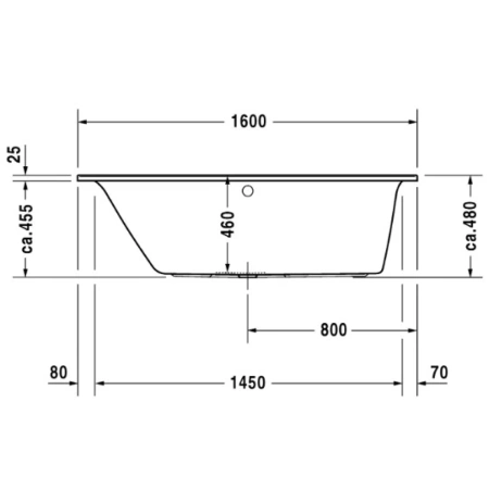 Акриловая ванна 160x70 см L Duravit Darling New 700238000000000