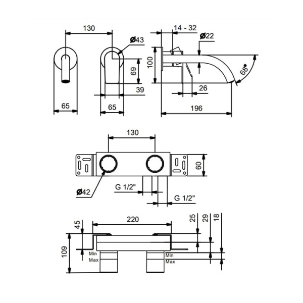 Смеситель для раковины Fantini Myo 61 13 V611B черный