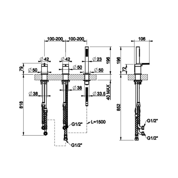 Смеситель для ванны Gessi Ingranaggio 63547#031
