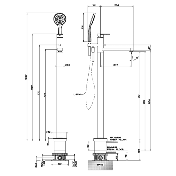 Скрытая часть для напольного смесителя Gessi 46189#031, оранжевый / черный