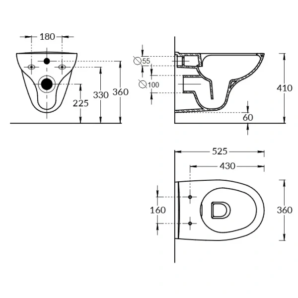 Унитаз подвесной Kerama Marazzi XPro XPRO.wc.02 безободковый, белый глянец