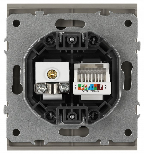 ТВ-розетка и розетка Ethernet RJ-45 без рамки Эра Arktik Б0070500