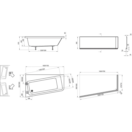 Акриловая ванна 170x100 см R Ravak 10° C821000000