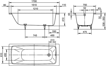 Стальная ванна Kaldewei Cayono 170x75 mod. 750 275000010001
