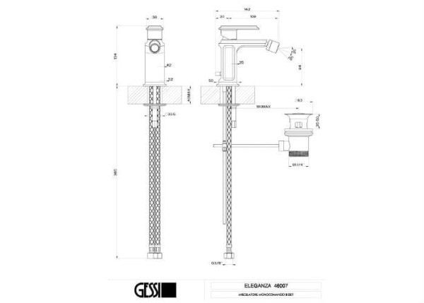 Смеситель для биде Gessi Eleganza 46007#080 золото