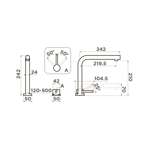 Смеситель для кухни Omoikiri Nara 4994328 нержавеющая сталь