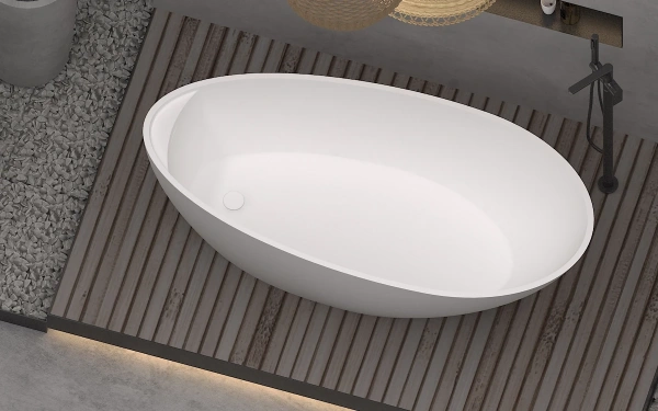 Ванна из литьевого мрамора Timo Mari Solid Surface MARI1700 170x80 см, отдельностоящая, белый матовый