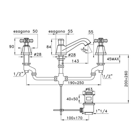 Смеситель для раковины Stella Eccelsa EC 00013 AU02 золото
