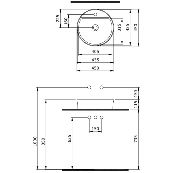 Раковина 45x45 см Berges Ego SL 182015