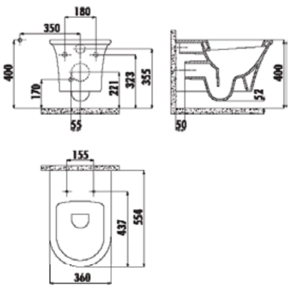 Унитаз подвесной Creavit Moon MO320-00CB00E-0000 с функцией биде, белый