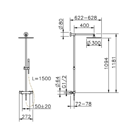 Душевая система Cisal Less New LNC7801N40 черный