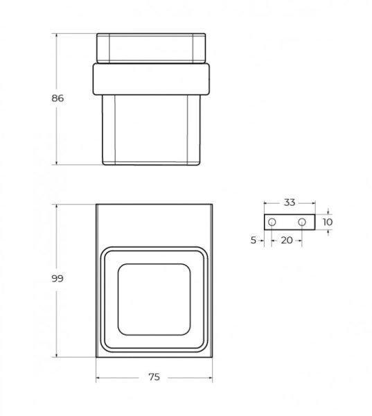 Стакан подвесной Cezares Slider SLIDER-TUMS-NOP чёрный матовый