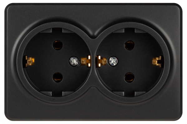 Розетка двойная с заземлением и со шторкой Эра Эра Эксперт 11-2205-05